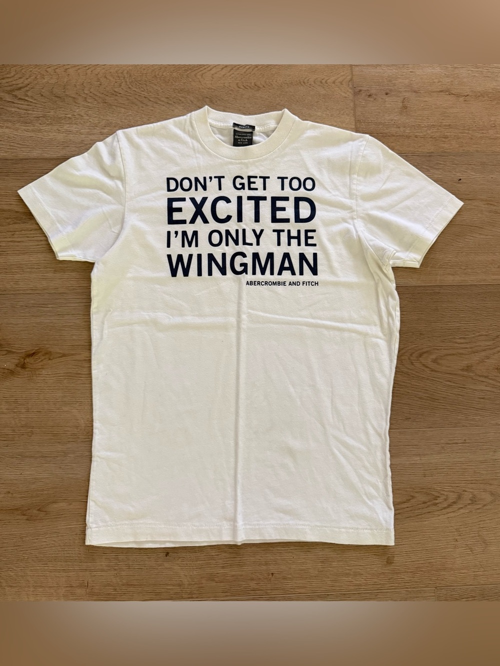 Abercrombie & Fitch Y2K Wingman Slogan Graphic T Shirt Men’s M White Cotton